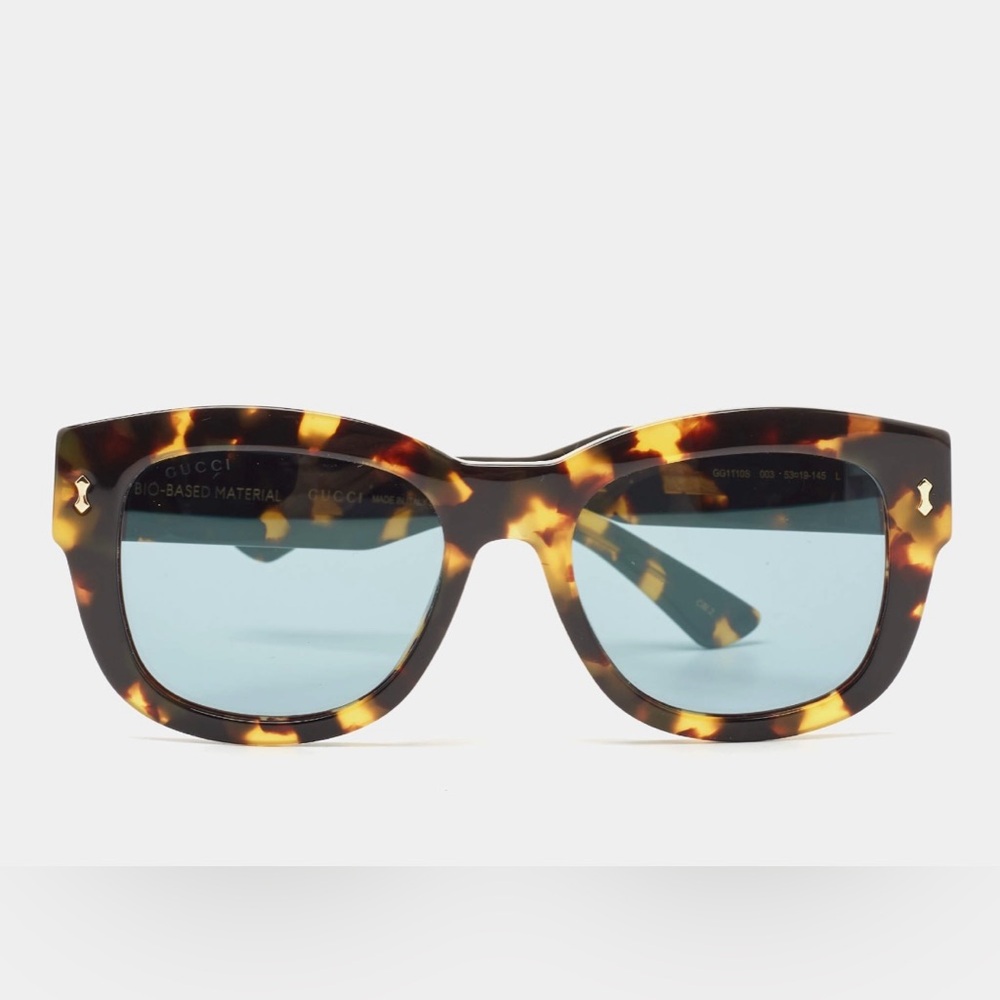 GUCCI - NWT - Brown/Black Tortoise Wayfarer Blue Lenses Sunglasses